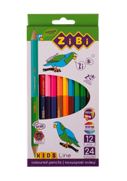 Олівці кольорові ZiBi Double Kids Line, 12 шт., 24 кольору (ZB.2463)