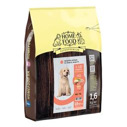 Сухой корм для щенков средних и больших пород Home Food Puppy Medium&Maxi Здоровая кожа и блеск шерсти, с индейкой и лососем, 1.6 кг