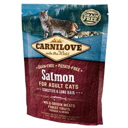 Сухой корм для кошек с чувствительным пищеварением Carnilove Cat Salmon Sensitive&Long Hair, с лососем, 400 г