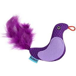 Игрушка для кошек Barksi Птичка с колокольчиком и перьями 9х8 см фиолетовая