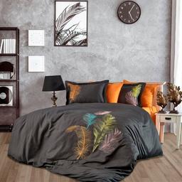 Комплект постельного белья Dantela Vita Iz antrasit-orange сатин с вышивкой евро антрацит-оранжевый (svt-2000022303125)
