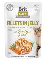 Беззерновой влажный корм для котов Brit Care Cat pouch, треска и форель в желе, 85 г