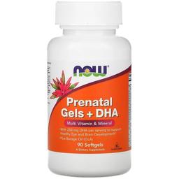 Мультивитаминный комплекс Now Prenatal Gels + DHA для беременных 90 капсул