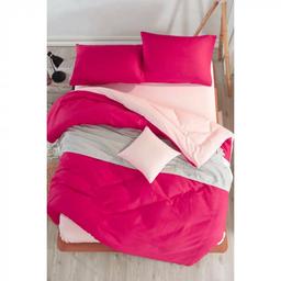 Комплект постельного белья Eponj Home Paint Mix Fusia-Somon, ранфорс, евростандарт, светло-розовый-фуксия, 4 предмета (svt-2000022292405)