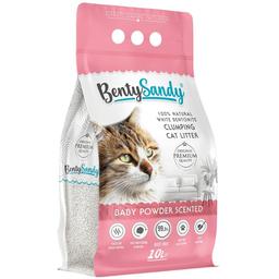 Наполнитель для кошачьего туалета Benty Sandy Baby Powder Scented бентонитовый с ароматом детской присыпки цветные гранулы 10 л