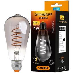 Светодиодная лампа LED Videx Filament ST64FGD 4W E27 2100K димерная графит (VL-ST64FGD-04272)