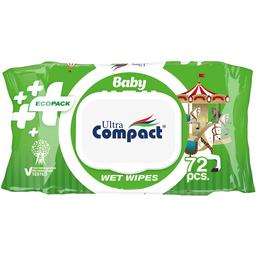 Вологі серветки для дітей Ultra Compact Ecopack з клапаном 72 шт.