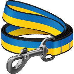 Повідець для собак Waudog Nylon Colors of freedom, нейлоновий, L-XXL, 122х2,5 см, жовтий з блакитним