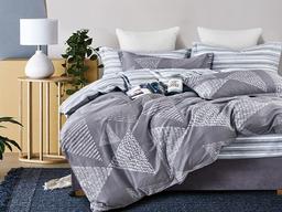Комплект постельного белья Ecotton, двуспальный, сатин, серый с белым (23678)