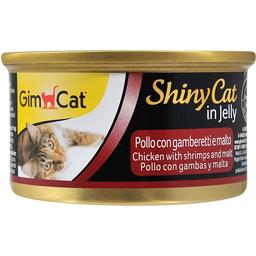 Влажный корм для кошек GimCat ShinyCat in Jelly, с курицей, креветками и мальтом, 70 г