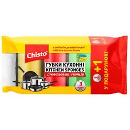 Губки кухонные профилированные Chisto, 3+1 шт.