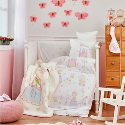 Детский плед в кроватку Karaca Home Princes, 120х100 см, розовый (2000022087117)