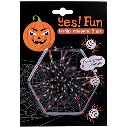 Набор декора Yes! Fun Halloween Пауки, 3 шт., черный (973288)