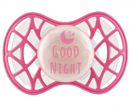 Силиконовая симметричная пустышка Nuvita Air55 Cool Good Night, светится в темноте, 6-12 мес., розовый (NV7085GM)