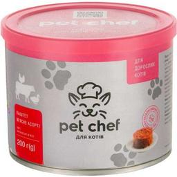Влажный корм для взрослых кошек Pet Chef Паштет мясное ассорти, 200 г
