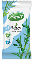 Вологі серветки Smile Natural з екстрактом бамбука, 15 шт.