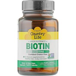 Биотин Country Life Biotin 5000 мкг 120 капсул