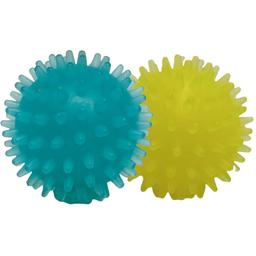 Набір іграшок для собак Fox М'ячі з шипами, з ароматом ванілі, 4 см, 1 шт., синій та жовтий