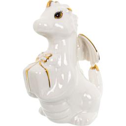 Фигурка декоративная Lefard Дракон із подарунком 9 см біла (149-466)
