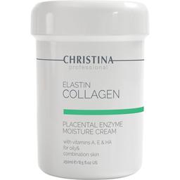 Зволожувальний крем для жирної шкіри Christina Elastin Collagen Placental Enzyme Moisture Cream with Vitamins A, E & HA 250 мл