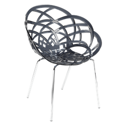 Крісло Papatya Flora-ML, прозоро-димчасте сидіння, ніжки хром (286381)