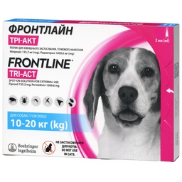 Капли Boehringer Ingelheim Frontline Tri-Act от блох и клещей для собак, 10-20 кг, 2 мл, 1 пипетка (159913-1)