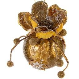 Ялинкова прикраса Lefard Куля з магнолією, 9,5 см, золотий (66-187)