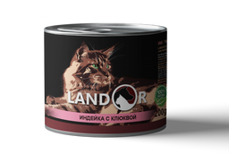 Влажный корм для котов Landor, индейка с клюквой, 200 г