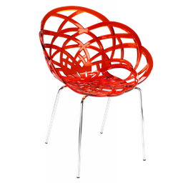 Крісло Papatya Flora-ML, прозоро-червоне сидіння, ніжки хром (286299)