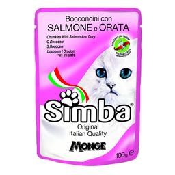 Вологий корм для кішок Simba Cat Wet, лосось та рибка дорі, 100 г (70009379)