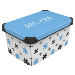 Коробка Qutu Style Box Little King, 10 л, 34,5х23х16 см, белый с голубым (STYLE BOX с/к LITTLEKING 10л.)