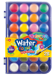 Краски акварельные Colorino, большие таблетки, с кисточкой, 28 цветов (67317PTR)
