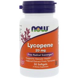 Лікопін Now Foods Lycopene 20 мг 50 гелевих капсул