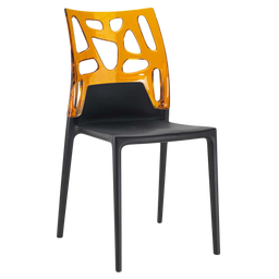 Стул Papatya Ego-Rock, черное сиденье, верх прозрачно-оранжевый (388603)