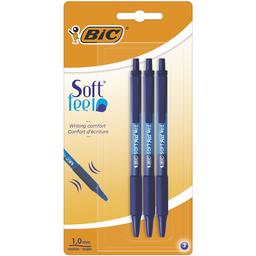 Ручка шариковая BIC Soft Feel Clic Grip, синий, 3 шт. (837396)