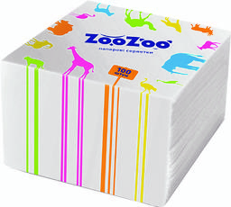 Паперові серветки ZooZoo, одношарові, білий, 100 шт.