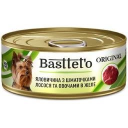 Вологий корм для собак Basttet'o Original яловичина з шматочками лосося та овочами в желе 85 г