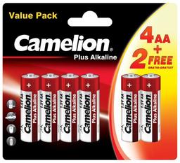 Батарейки пальчикові Camelion 1,5V AA LR6-BP Plus Alkaline, 6 шт. (4+2LR6-BP)