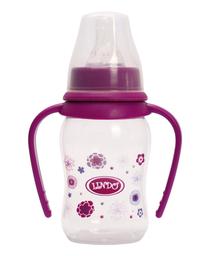Пляшечка для годування Lindo, вигнута з ручками, 125 мл, фіолетовий (Li 146 фиол)