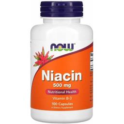 Ніацин (вітамін B3) Now Foods Niacin 500 мг 100 капсул