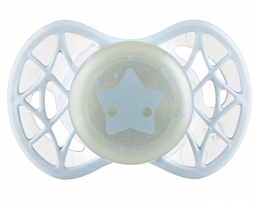Силіконова ортодонтична пустушка Nuvita Air55 Cool Star, світиться в темряві, 0+ міс., світло-блакитний (NV7064GA)