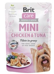 Беззерновой влажный корм для собак миниатюрных пород Brit Care Mini pouch, курица и тунец в соусе, 85 г