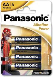 Щелочные батарейки пальчиковые Panasonic 1,5V АА LR06 Alkaline Power Rangers, 4 шт. (LR6REB/4BPRPR)
