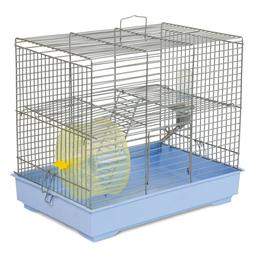 Клетка для грызунов Природа Микки с колесом, серебристый с голубым 37х25х30 см (PR241511)