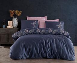 Комплект постельного белья Dantela Vita Efra lacivert сатин с вышивкой евро синий (svt-2000022328302)