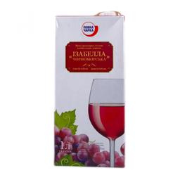 Вино Повна Чарка Изабелла Черноморская, красное полусладкое, 9-12%, 1 л (593292)
