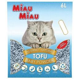 Наповнювач для котячого туалету Miau-Miau, тофу, з ароматом дитячої пудри, 6 л