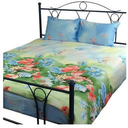 Комплект постельного белья Руно Summer flowers, двуспальный, сатин набивной, голубой (655.137Summer flowers)