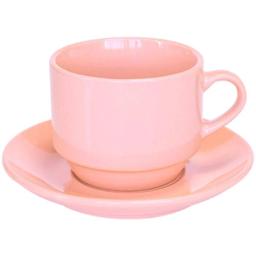 Чашка з блюдцем Оселя, 250 мл, рожевий (24-267-002/1)