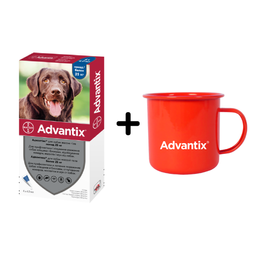 Краплі Bayer Адвантікс від бліх і кліщів, для собак від 25 до 40 кг, 4 піпетки + Чашка Advantix, червоний